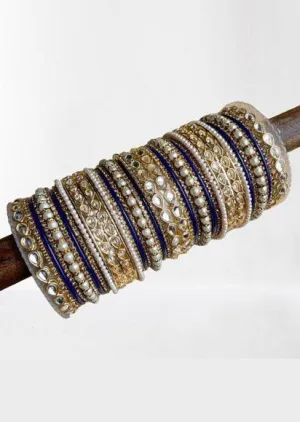 Kundan Pearl and Stone Kada Bangle Set
