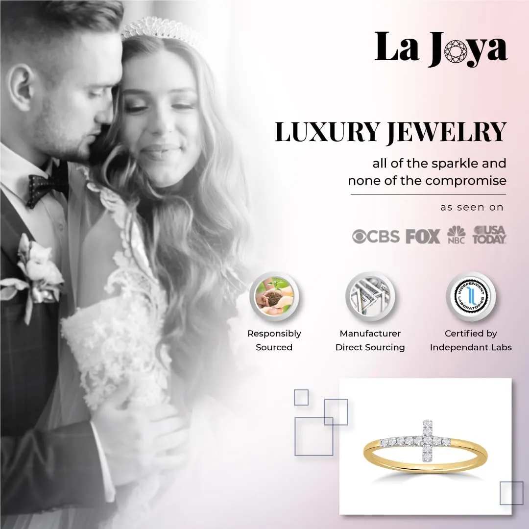 La Joya 10k Yellow Gold Diamond Band Ring for Women | 0.02ct Lab Grown Diamond, Cross, VS/SI, GH, 0.1ct, Round
