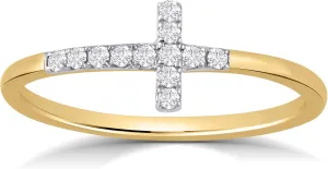 La Joya 10k Yellow Gold Diamond Band Ring for Women | 0.02ct Lab Grown Diamond, Cross, VS/SI, GH, 0.1ct, Round
