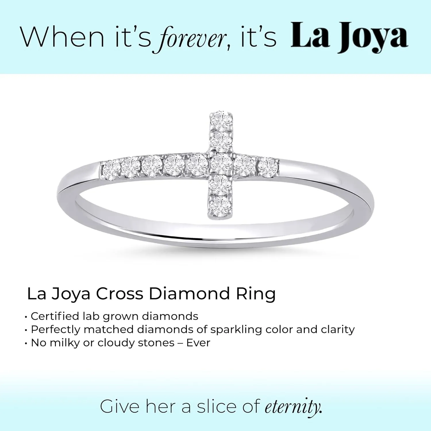 La Joya 10k Yellow Gold Diamond Band Ring for Women | 0.02ct Lab Grown Diamond, Cross, VS/SI, GH, 0.1ct, Round