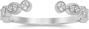 La Joya 1/10-1/4 CT TW Certified Lab Grown Open Diamond Ring Bands | Solid 10k White Gold Diamond Wedding Band Ring | Sparkling GH VS/SI Diamond Ring for Women