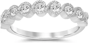 La Joya 1/4-1/2 CT TW Certified Lab Grown Infinity Diamond Ring Band | Solid 10k White Gold Anniversary and Wedding Band | Sparkling GH VS/SI