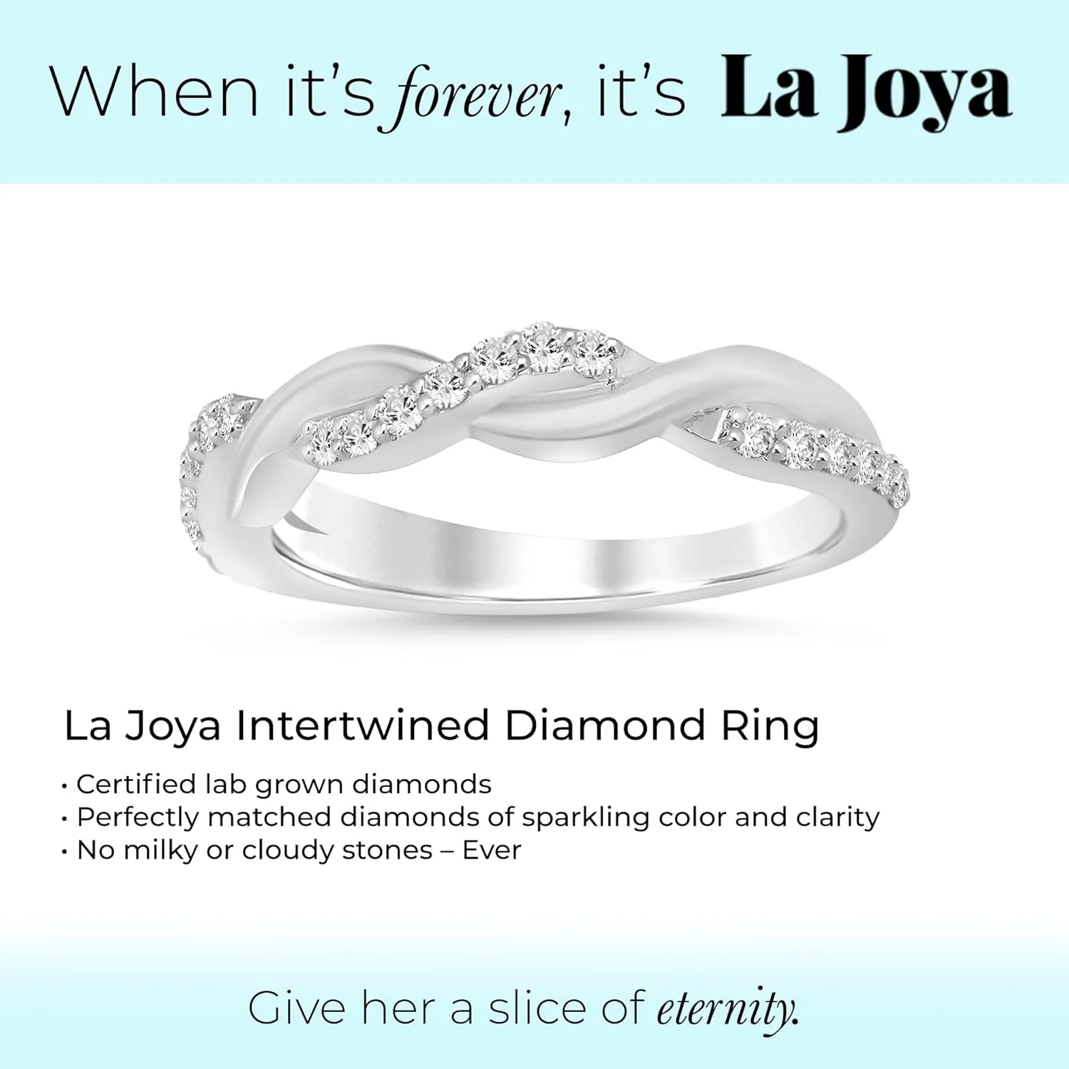 La Joya 1/4-1/2 CT TW Certified Lab Grown Intertwined Diamond Ring Bands | Solid 10k White Gold Twisted Vine Inspired Diamond Wedding Band | Sparkling GH VS/SI Diamond Ring for Women