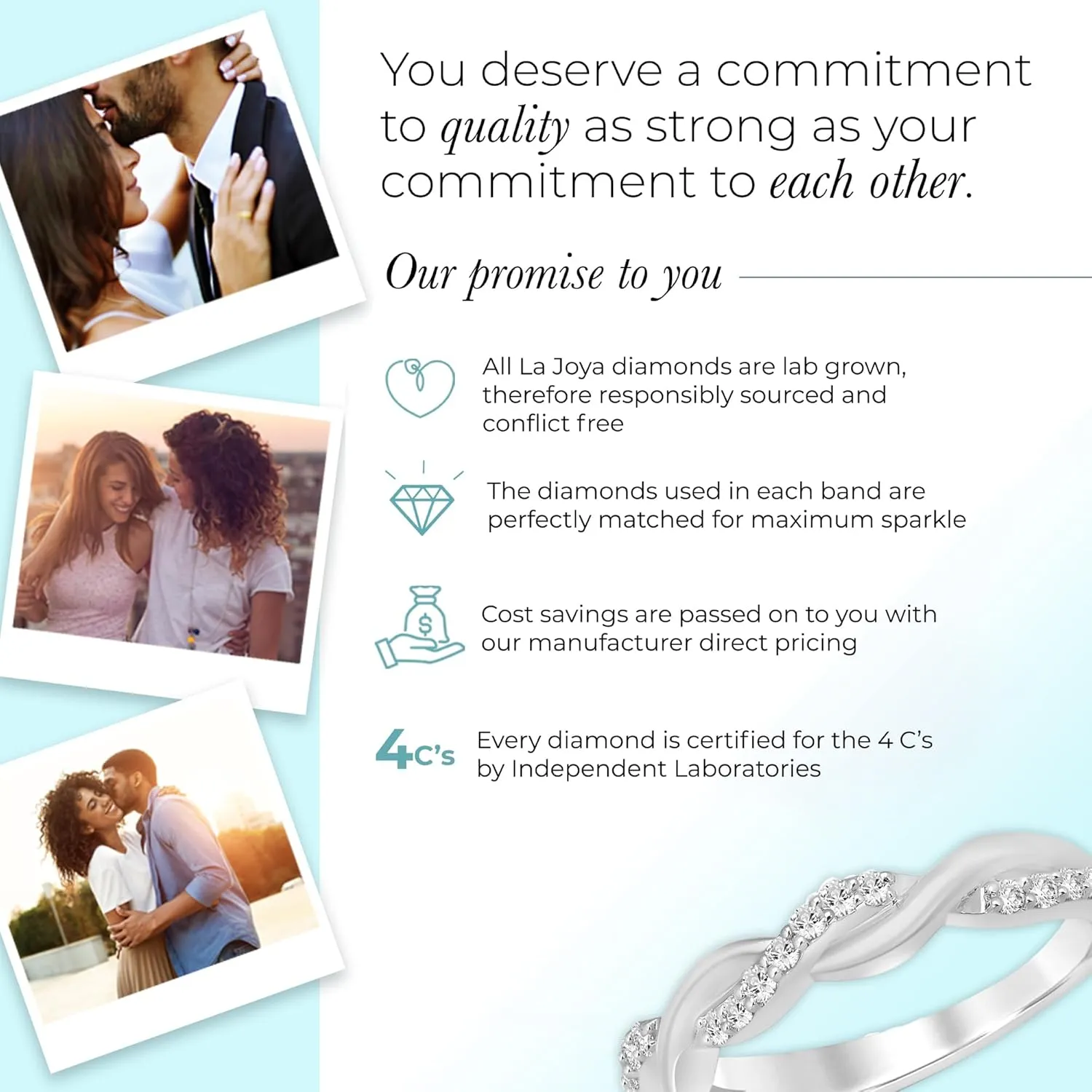 La Joya 1/4-1/2 CT TW Certified Lab Grown Intertwined Diamond Ring Bands | Solid 10k White Gold Twisted Vine Inspired Diamond Wedding Band | Sparkling GH VS/SI Diamond Ring for Women
