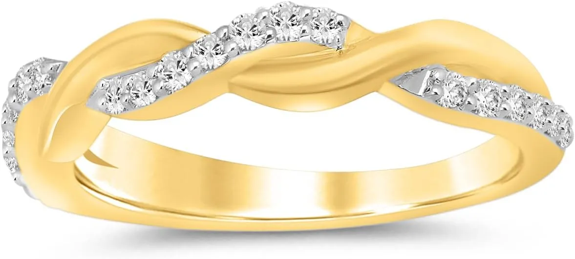La Joya 1/4-1/2 CT TW Certified Lab Grown Intertwined Diamond Ring Bands | Solid 10k White Gold Twisted Vine Inspired Diamond Wedding Band | Sparkling GH VS/SI Diamond Ring for Women