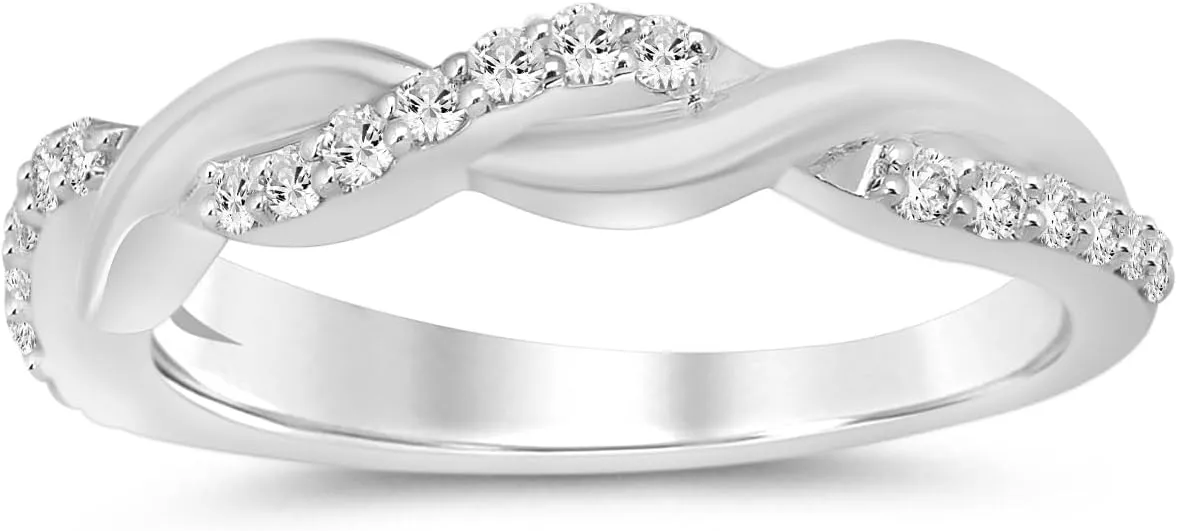 La Joya 1/4-1/2 CT TW Certified Lab Grown Intertwined Diamond Ring Bands | Solid 10k White Gold Twisted Vine Inspired Diamond Wedding Band | Sparkling GH VS/SI Diamond Ring for Women