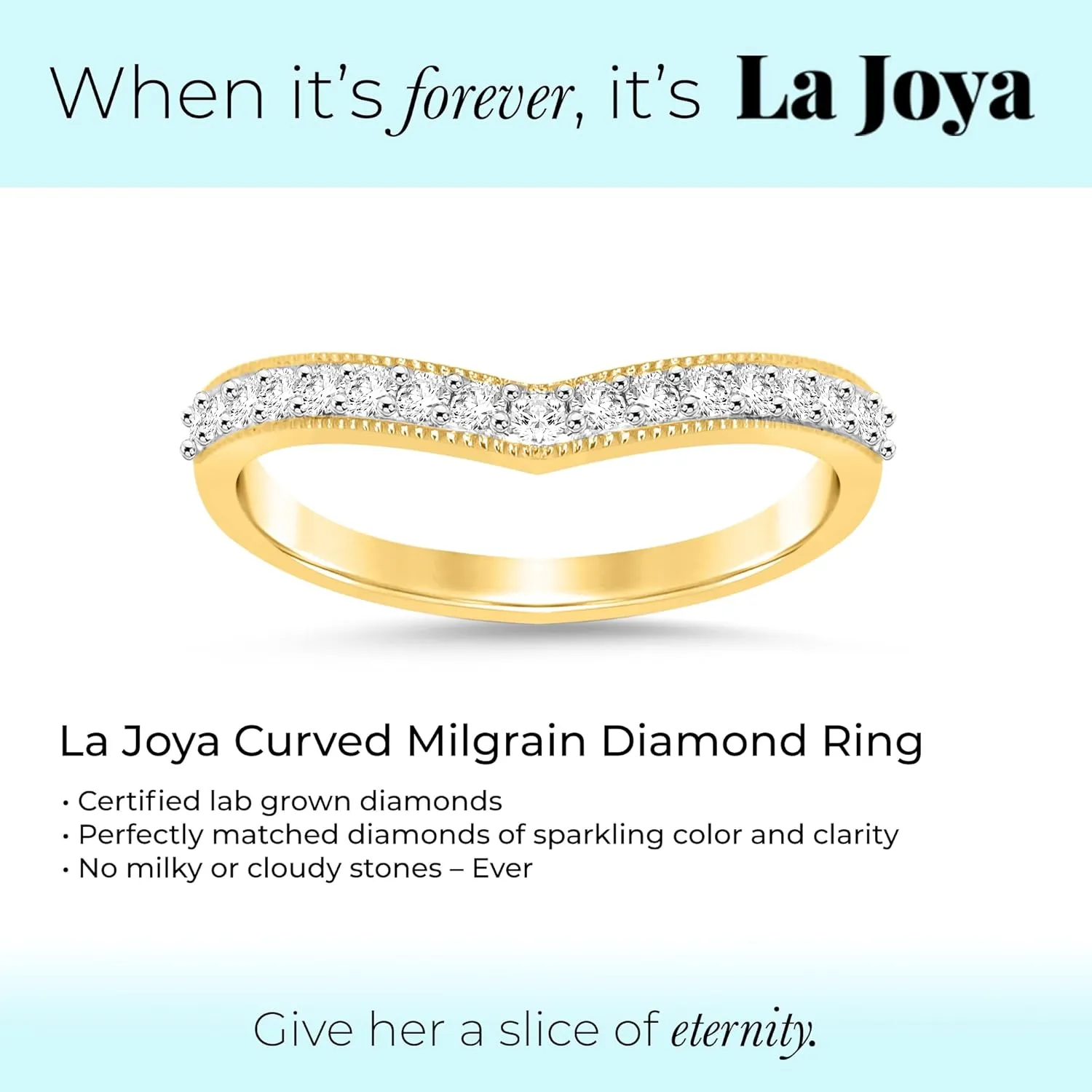 La Joya 1/4-1/2 CT. TW. V-Shaped Womens Lab Grown Diamond Band Rings in 10K Solid Gold | Certified GH VS/SI Lab Grown Diamond Anniversary Ring, Stacking Ring and Wedding Bands for Women
