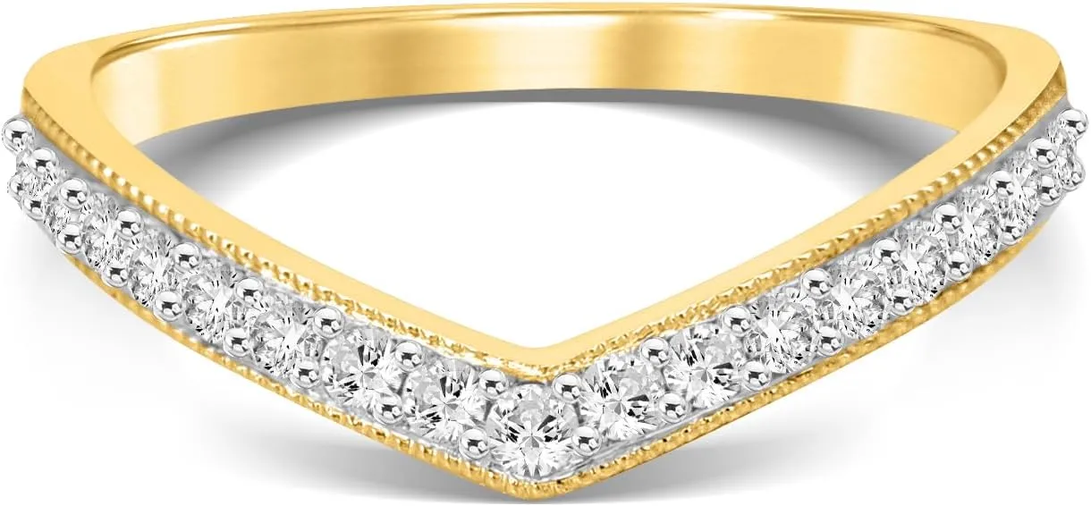 La Joya 1/4-1/2 CT. TW. V-Shaped Womens Lab Grown Diamond Band Rings in 10K Solid Gold | Certified GH VS/SI Lab Grown Diamond Anniversary Ring, Stacking Ring and Wedding Bands for Women