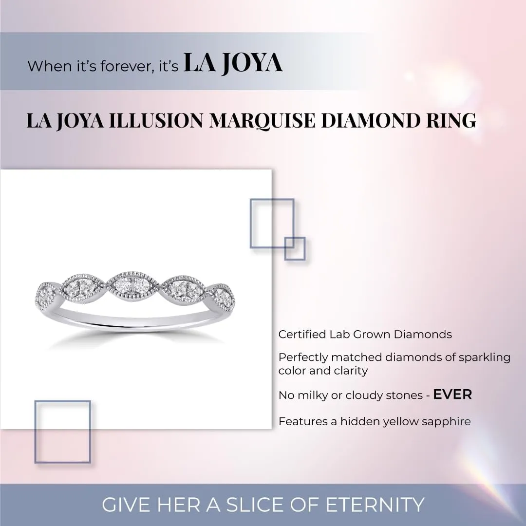 La Joya 1/6-1/4 CT TW Certified Vintage Inspire Lab Grown Diamond Ring Bands | Solid 10k White Gold Milgrain Diamond Wedding Band Ring | Sparkling GH VS/SI Diamond Ring for Women