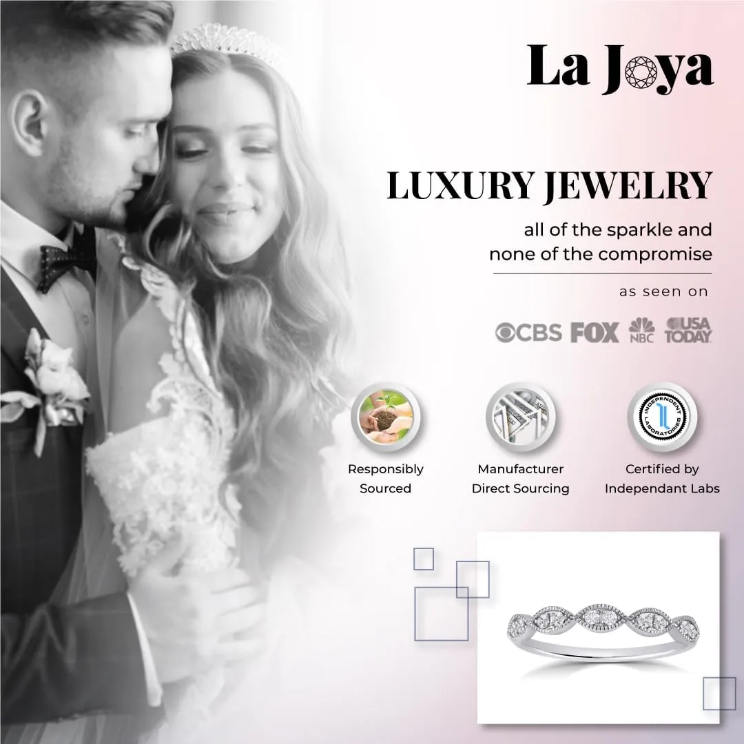 La Joya 1/6-1/4 CT TW Certified Vintage Inspire Lab Grown Diamond Ring Bands | Solid 10k White Gold Milgrain Diamond Wedding Band Ring | Sparkling GH VS/SI Diamond Ring for Women