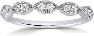 La Joya 1/6-1/4 CT TW Certified Vintage Inspire Lab Grown Diamond Ring Bands | Solid 10k White Gold Milgrain Diamond Wedding Band Ring | Sparkling GH VS/SI Diamond Ring for Women
