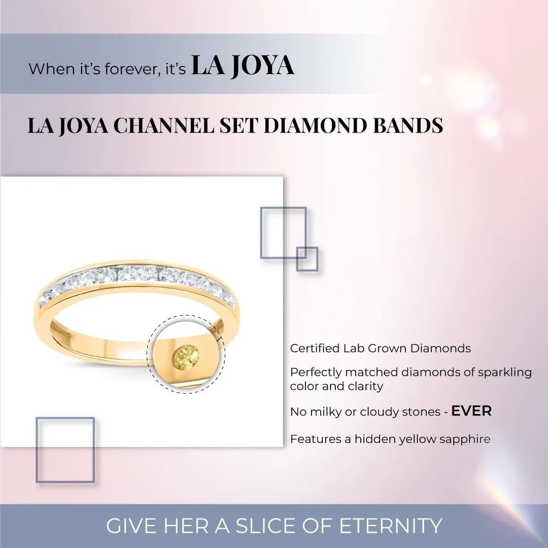Lab Grown Diamond Wedding Rings for Women | 10K Yellow, White and Rose Gold Certified 1/6-1/2 Carat Channel Set Diamond Anniversary Bands and Wedding Bands for Her