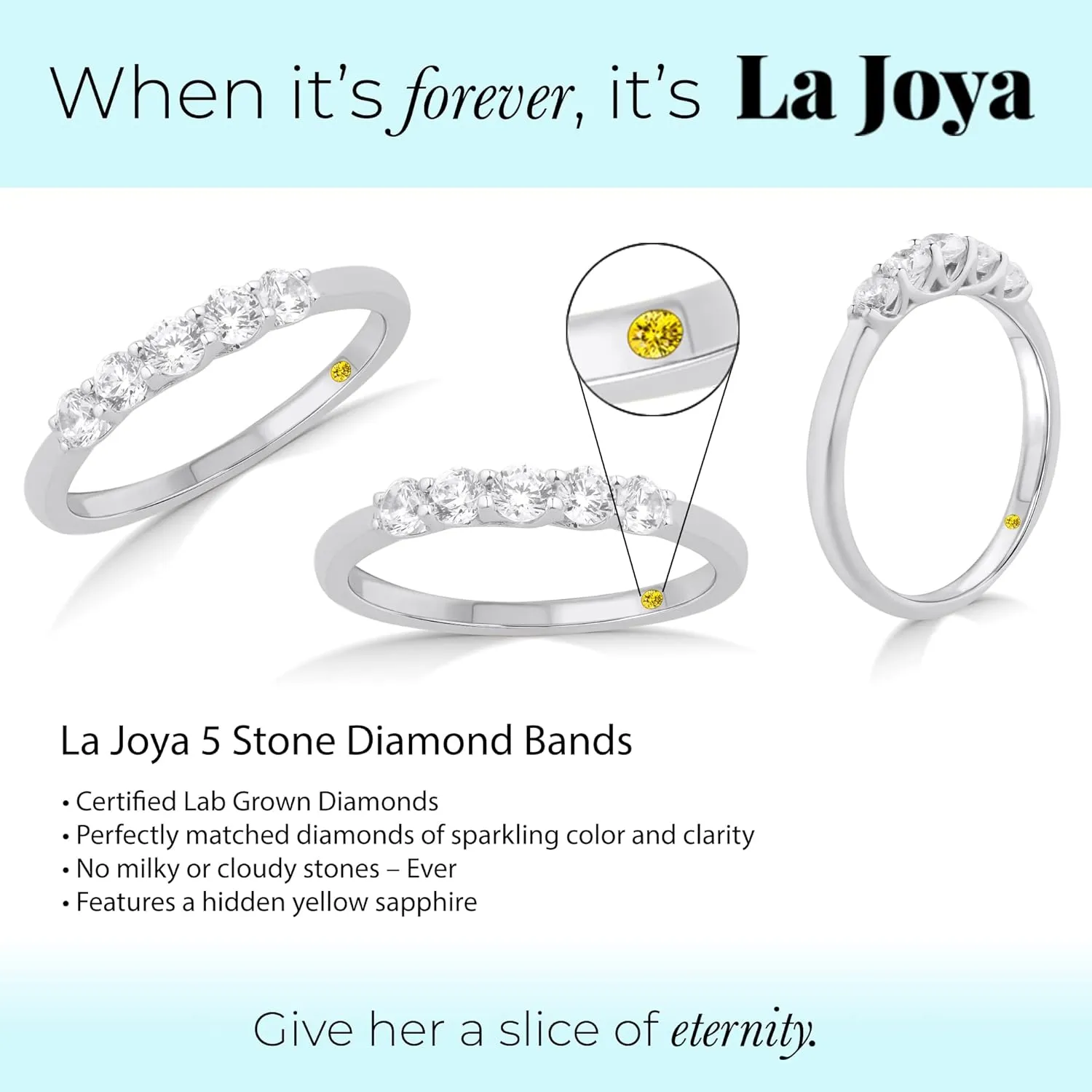 Lab Grown Five Stone Diamond Rings for Women | 10K Solid Yellow and White Gold Certified 1/4-1 CT. TW. Diamond Anniversary Bands and Wedding Rings
