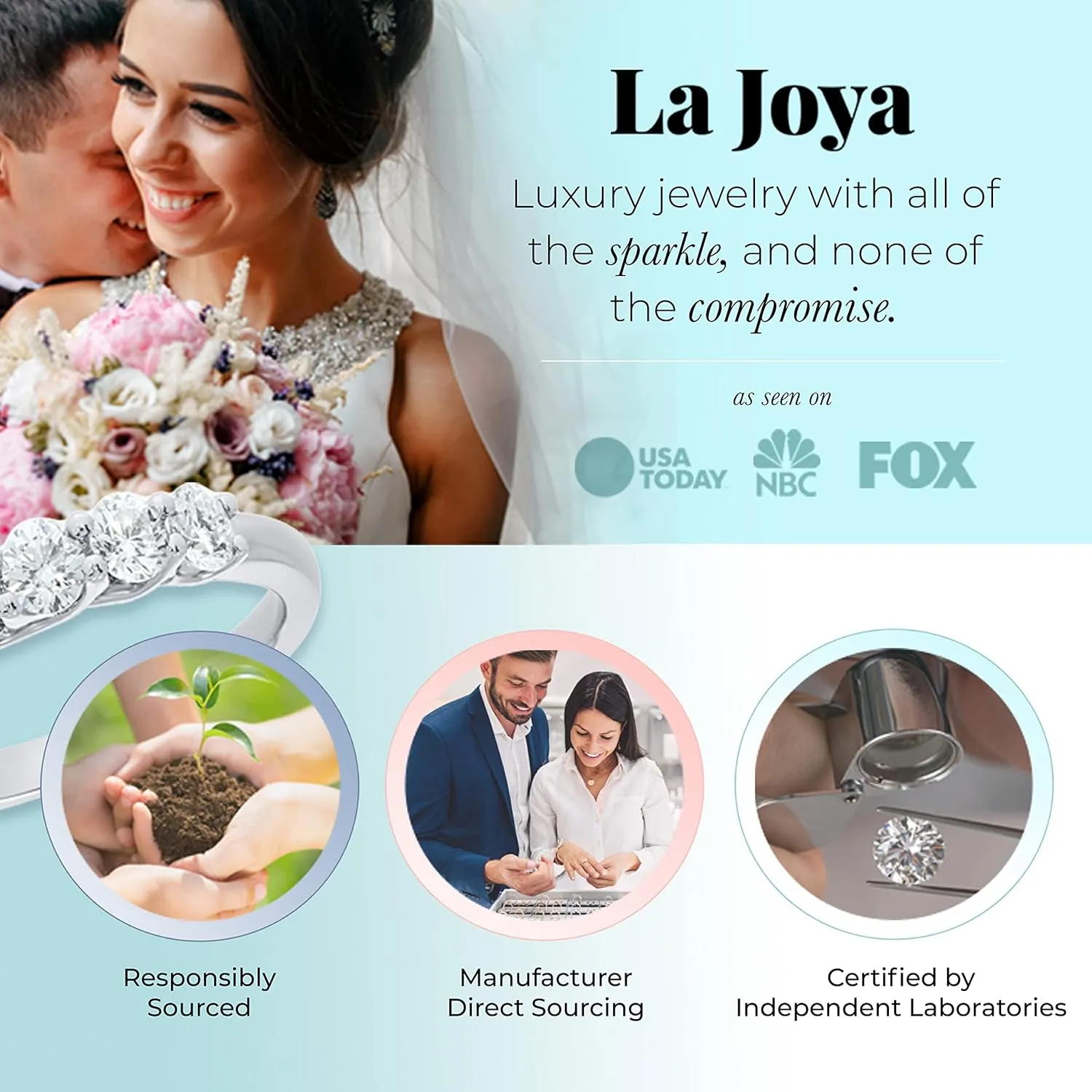 Lab Grown Five Stone Diamond Rings for Women | 10K Solid Yellow and White Gold Certified 1/4-1 CT. TW. Diamond Anniversary Bands and Wedding Rings
