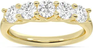 Lab Grown Five Stone Diamond Rings for Women | 10K Solid Yellow and White Gold Certified 1/4-1 CT. TW. Diamond Anniversary Bands and Wedding Rings