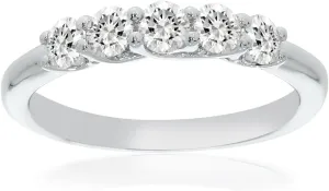 Lab Grown Five Stone Diamond Rings for Women | 10K Solid Yellow and White Gold Certified 1/4-1 CT. TW. Diamond Anniversary Bands and Wedding Rings