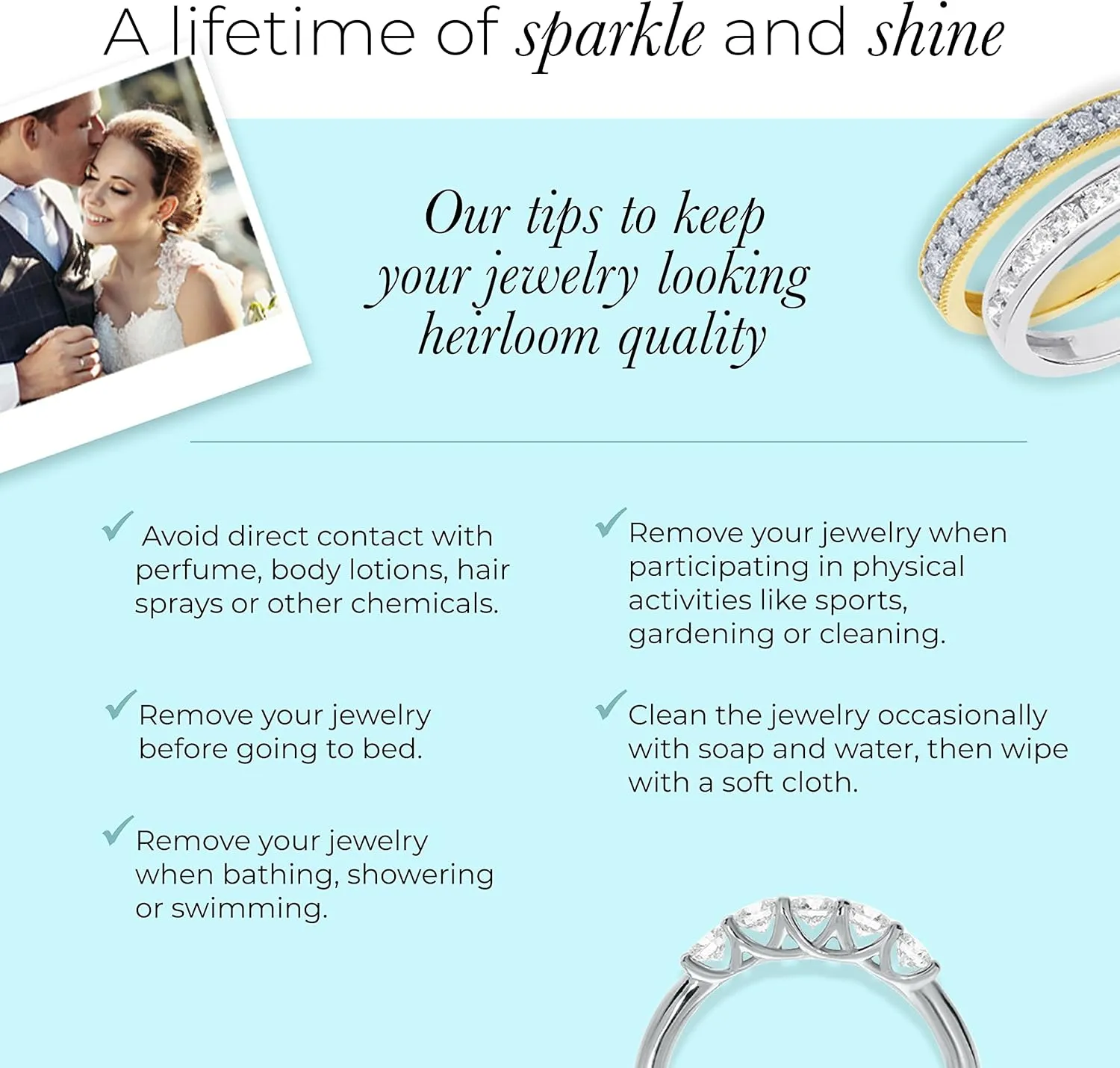 Lab Grown Five Stone Diamond Rings for Women | 10K Solid Yellow and White Gold Certified 1/4-1 CT. TW. Diamond Anniversary Bands and Wedding Rings