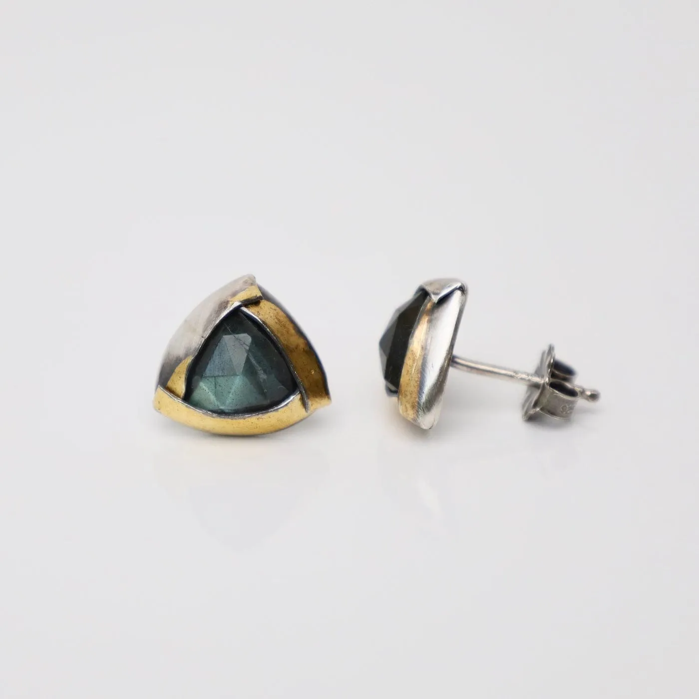Labradorite Tri Fold Stud Earrings