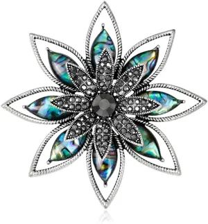 Ladies Men's Universal Brooch Party diamond-set jewelry Brooch Pin Delicate gift for Valentine's Day-Blue Flower Brooch for Women - Large Floral Lapel Pin, Nature-Inspired Dress Accessories with Light Wave Design
