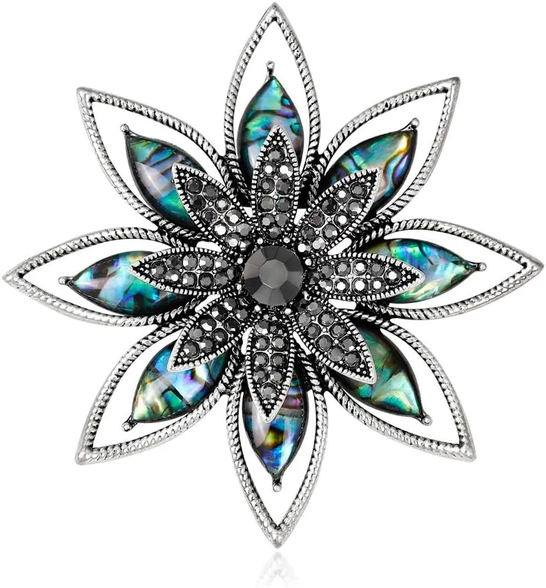 Ladies Men's Universal Brooch Party diamond-set jewelry Brooch Pin Delicate gift for Valentine's Day-Blue Flower Brooch for Women - Large Floral Lapel Pin, Nature-Inspired Dress Accessories with Light Wave Design