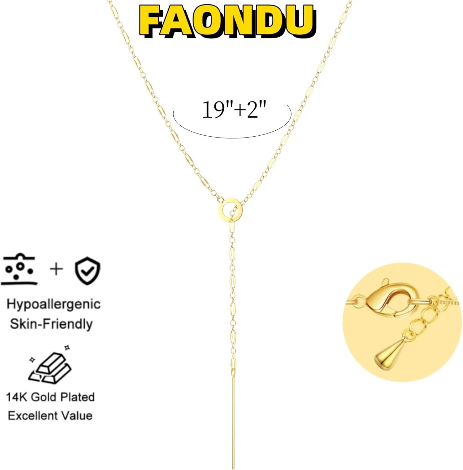 Lariat Long Necklace for Women Trendy Layered Y Necklace Dainty Pendant Drop Dangle Necklace Y-Shaped Necklace Simple CZ Necklace for Women Jewelry