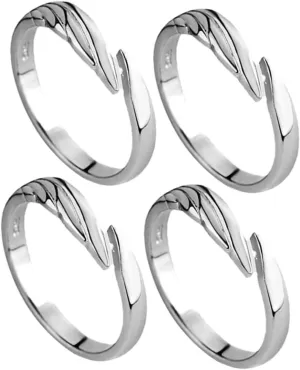 LIFKOME 4Pcs Angel Couple Rings Simple Minimalist Matching Jewelry for Him and Her Present for Anniversaries Weddings and Special Occasions