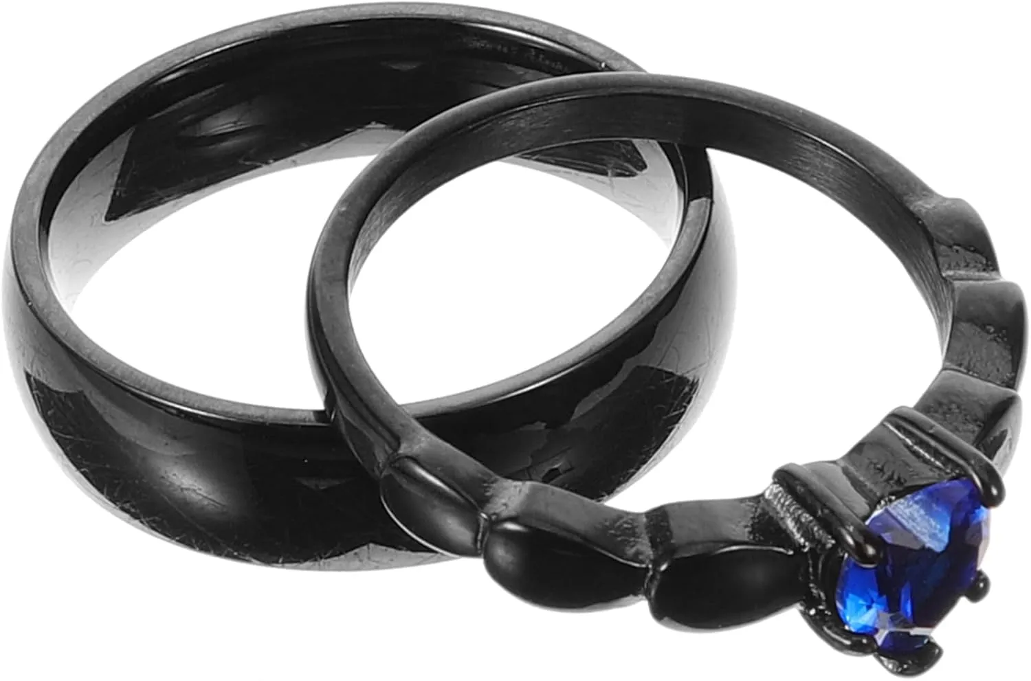LIFKOME Couples Matching Promise Rings Ring Set Stainless Steel Black Zirconia Decor for Couples