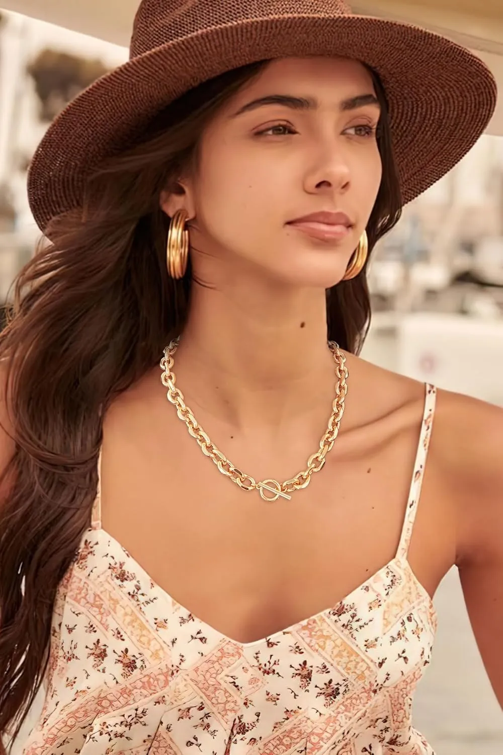 LILIE&WHITE Gold Necklaces For Women Chunky Necklaces Trendy Gold Link Chain Necklace Fashion Choker Necklace Women Jewelry Gift