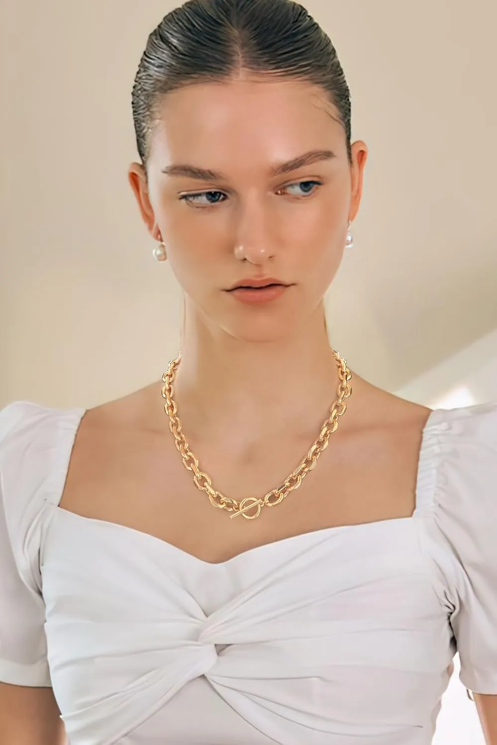 LILIE&WHITE Gold Necklaces For Women Chunky Necklaces Trendy Gold Link Chain Necklace Fashion Choker Necklace Women Jewelry Gift