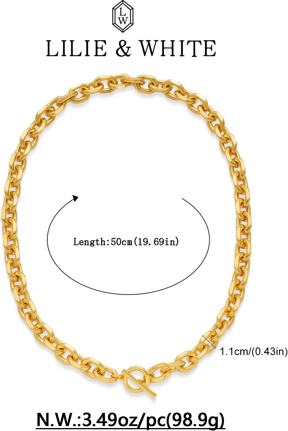 LILIE&WHITE Gold Necklaces For Women Chunky Necklaces Trendy Gold Link Chain Necklace Fashion Choker Necklace Women Jewelry Gift