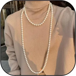 Long Pearl Necklaces for Women 1920s Fashion Faux Pearl Necklace Vintage Layered Pearl Necklaces Pearl Chain Necklace 1920s Bridal Wedding Party Costume Jewelry