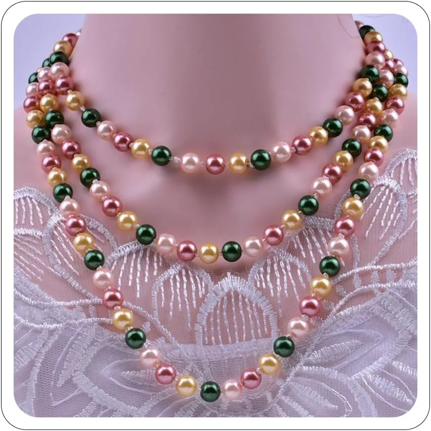 Long Pearl Necklaces for Women Faux Pearl Dangle Necklace Chunky Bead Layered Pearl Necklace Wedding Bridal 60" Pearl Necklace 1920s Gatsby Costume Jewelry