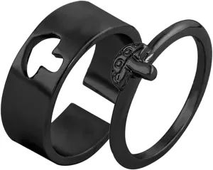 Lover Matching Couples Rings Promise Wedding Bands Set Scratch-resistant Metal Ring Jewelry for Couples