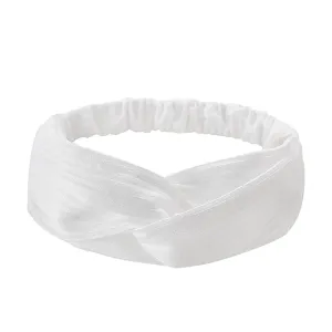 Make Up Headbands for Women Vintage Knotted Headbands Stretchy Head Wrap Elastic Hair Accessories (White, One Size)