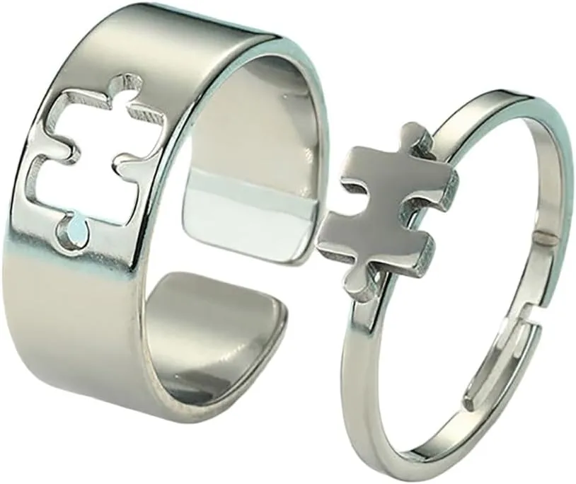 Matching Rings for Couples Adjustable Promise Rings Engagement Wedding Ring Sets for Him and Her Proposal Rings Heart Matching Rings for Anniversary Valentines Day