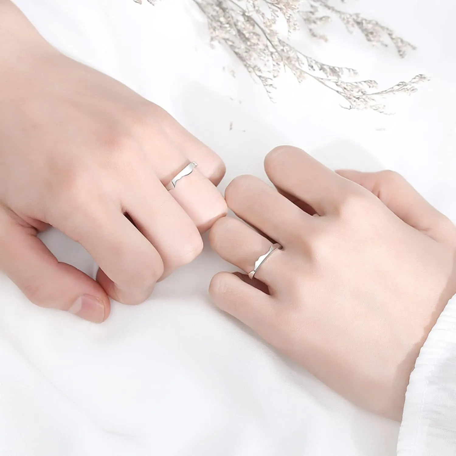 Matching Wedding Bands for Couples Sterling Silver, Matching Rings for Couples Customizable Adjustable Matching Silver Ring