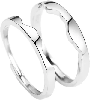 Matching Wedding Bands for Couples Sterling Silver, Matching Rings for Couples Customizable Adjustable Matching Silver Ring