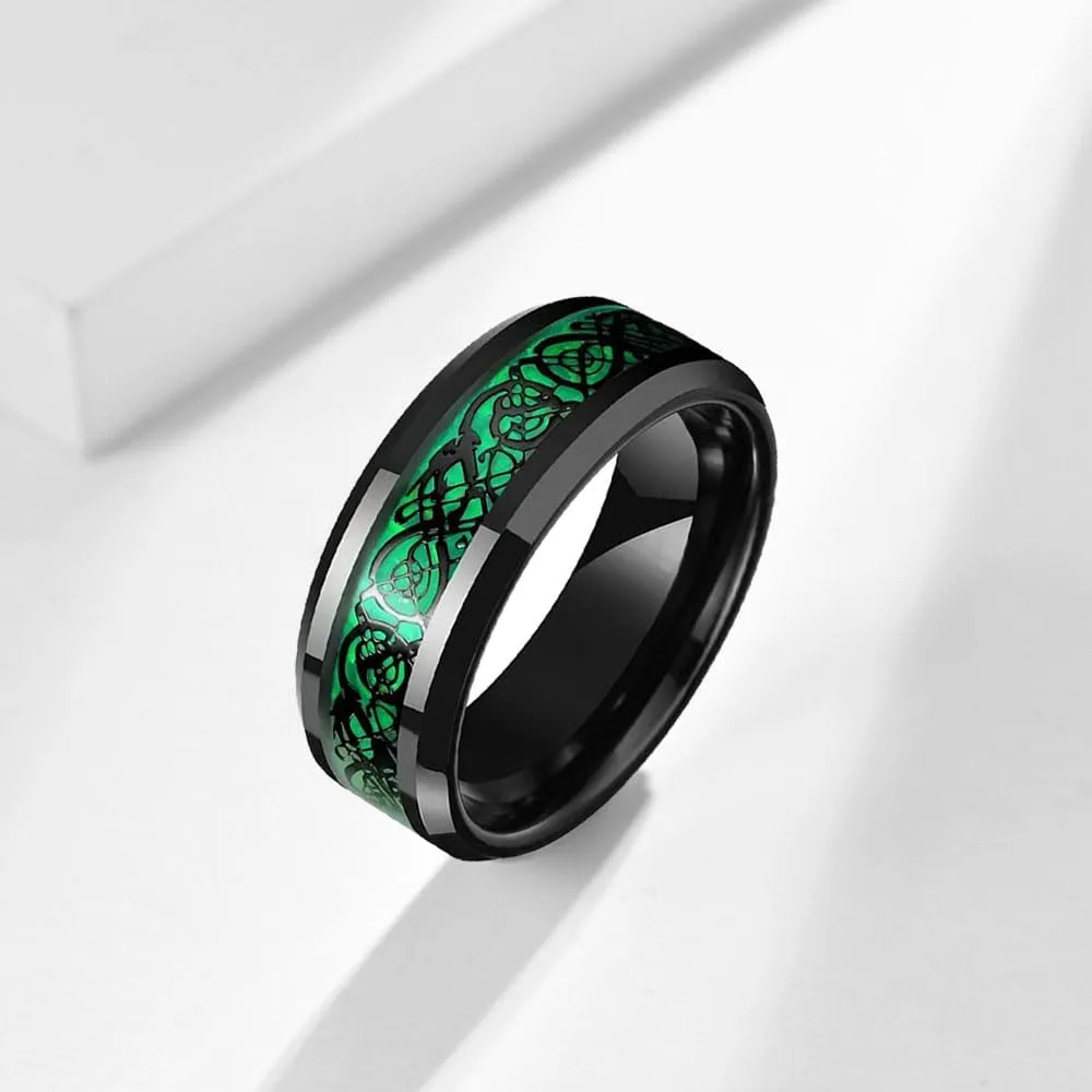Matching Wedding Rings for Couples Set Promise Rings for Him and Her Customizable Emerald Green Engagement Rings for Women Mens Wedding Ring Tungsten Engraved Valentine's Day Jewelry Gift