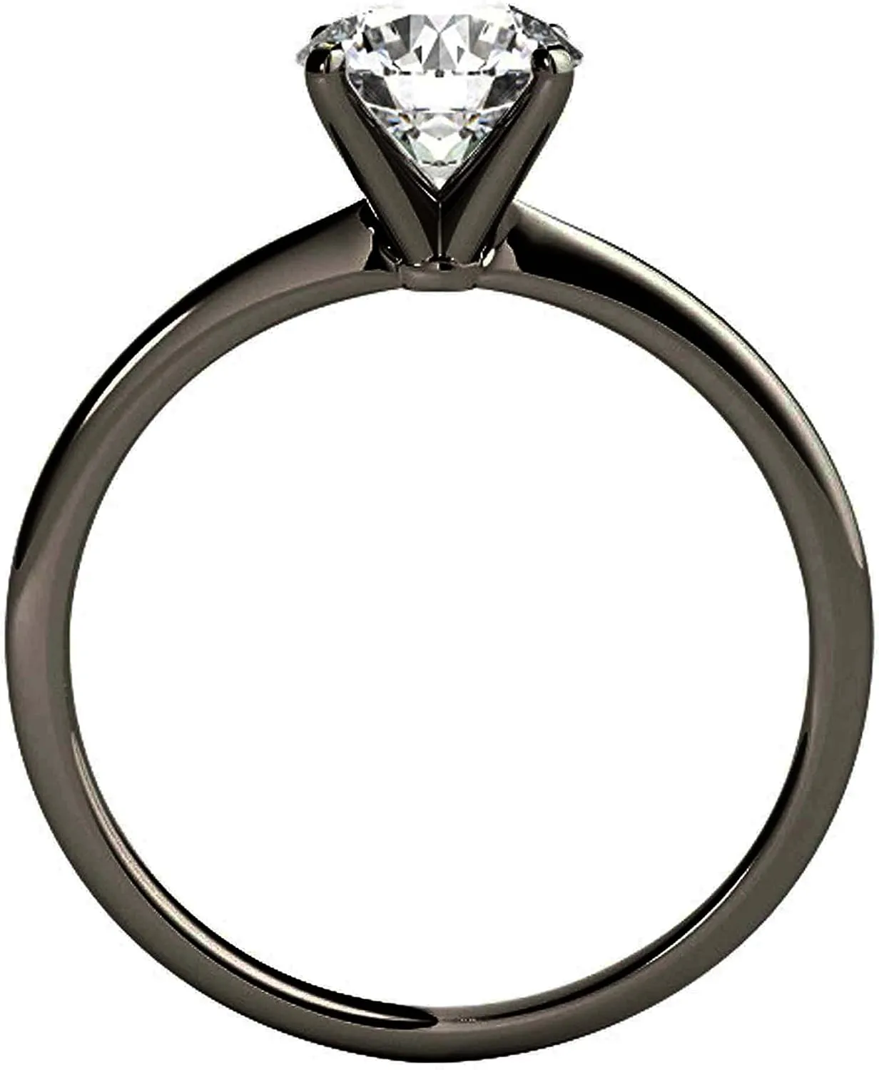 MauliJewels 1.00 Carat Moissanite Diamond Black Rhodium Plated Solitaire Engagement Rings In 10K Solid White Gold In Ring Size 5