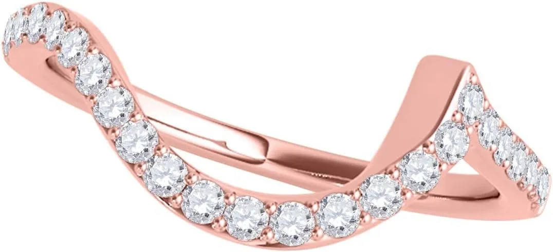 MauliJewels Diamond Bridal Ring Sets For Women 1.50 Carat Natural Diamond Swirl Design Engagement Wedding Ring And Band Set In 14K Rose White Yellow Gold