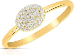 MAX   STONE Solid 10k Gold Pave Diamond Ring for Women | Oval Shaped White & Yellow Gold Diamond Ring for Women | Real Diamond Promise Ring for Her Gold | Diamond Gold Ring Sizes 6-8