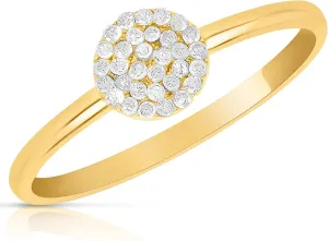 MAX   STONE Solid 10k Gold Pave Diamond Ring for Women | Round Shaped White & Yellow Gold Diamond Ring for Women | Real Diamond Promise Ring for Her Gold | Diamond Gold Ring Sizes 6-8
