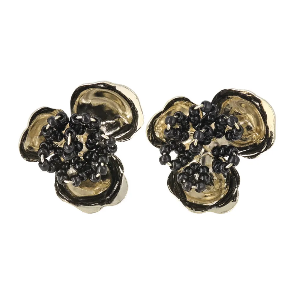 Metal Three Petal Flower Clip Ons