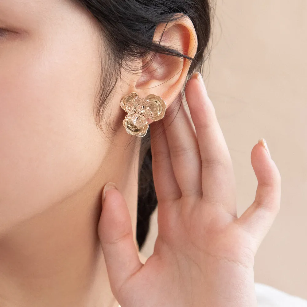 Metal Three Petal Flower Clip Ons