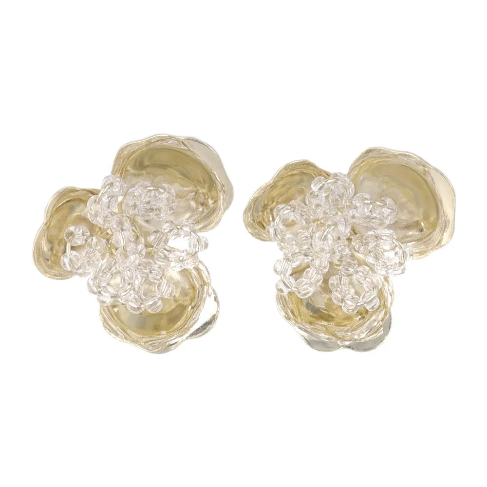 Metal Three Petal Flower Clip Ons