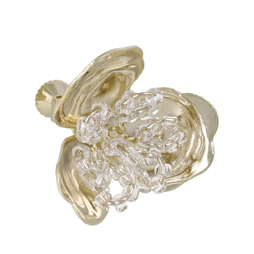 Metal Three Petal Flower Clip Ons