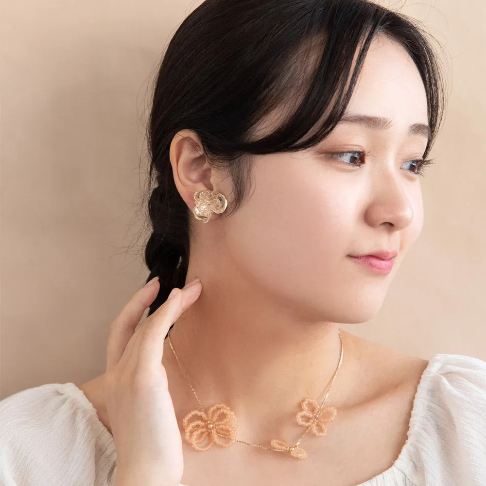 Metal Three Petal Flower Clip Ons