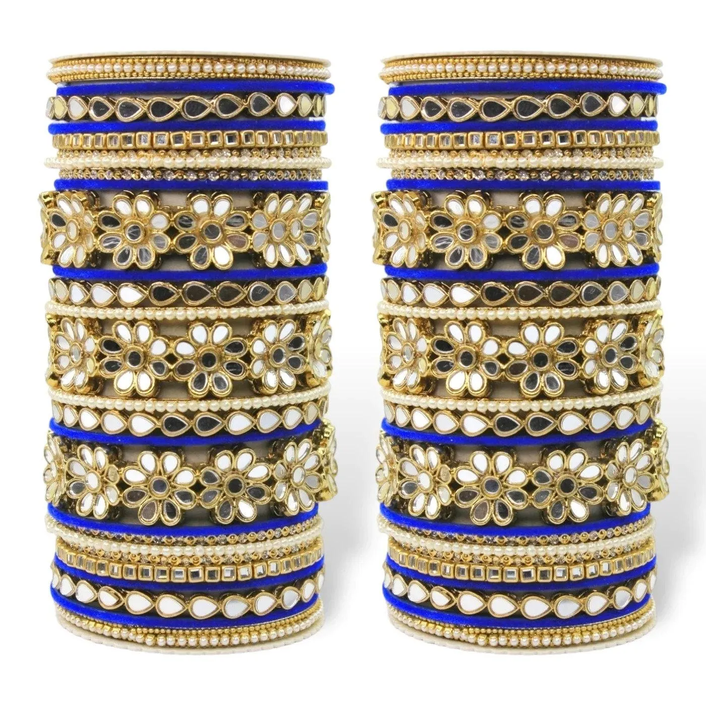 Mirror work Silk thread Bangle Set, Silk Thread Bangles with Flower kada
