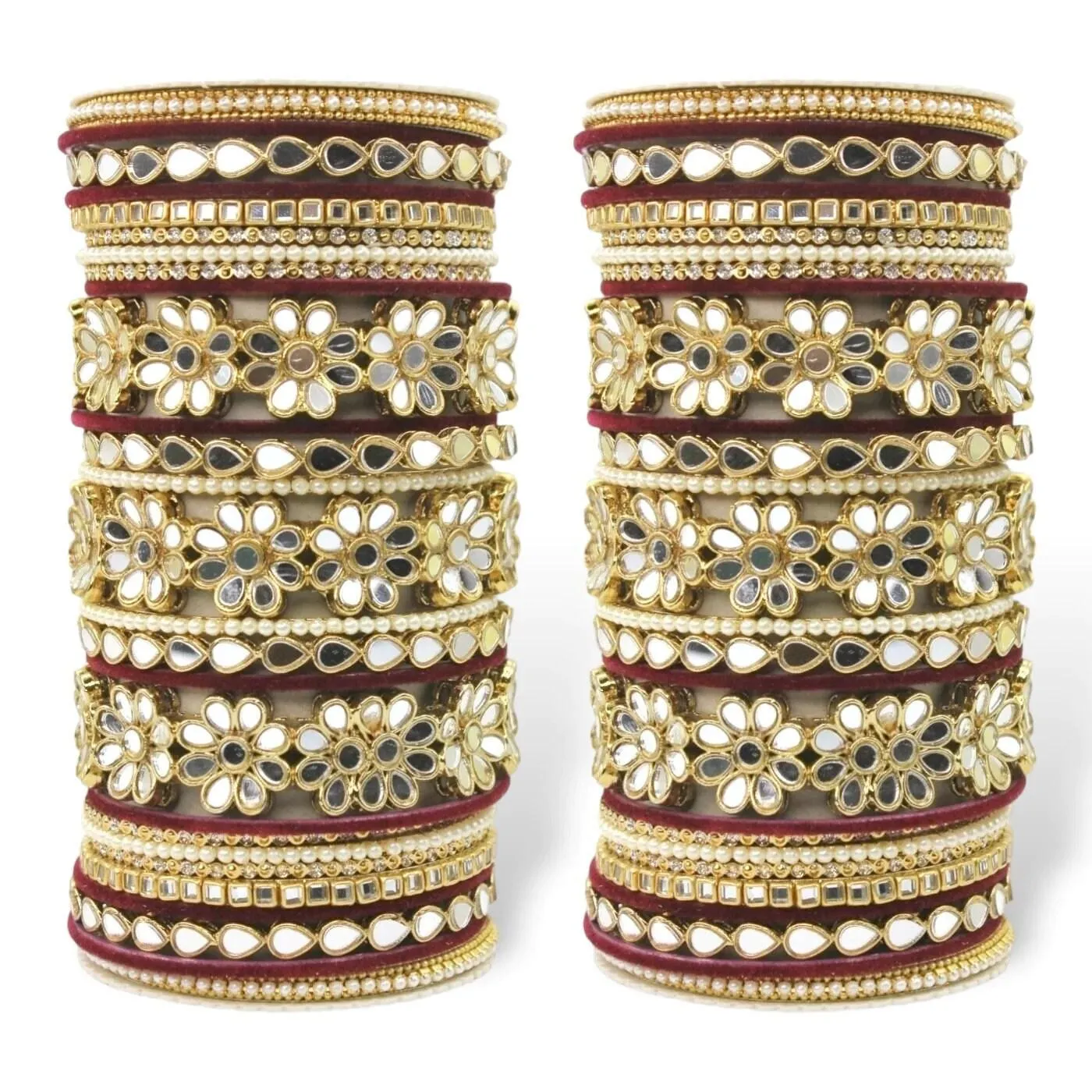 Mirror work Silk thread Bangle Set, Silk Thread Bangles with Flower kada
