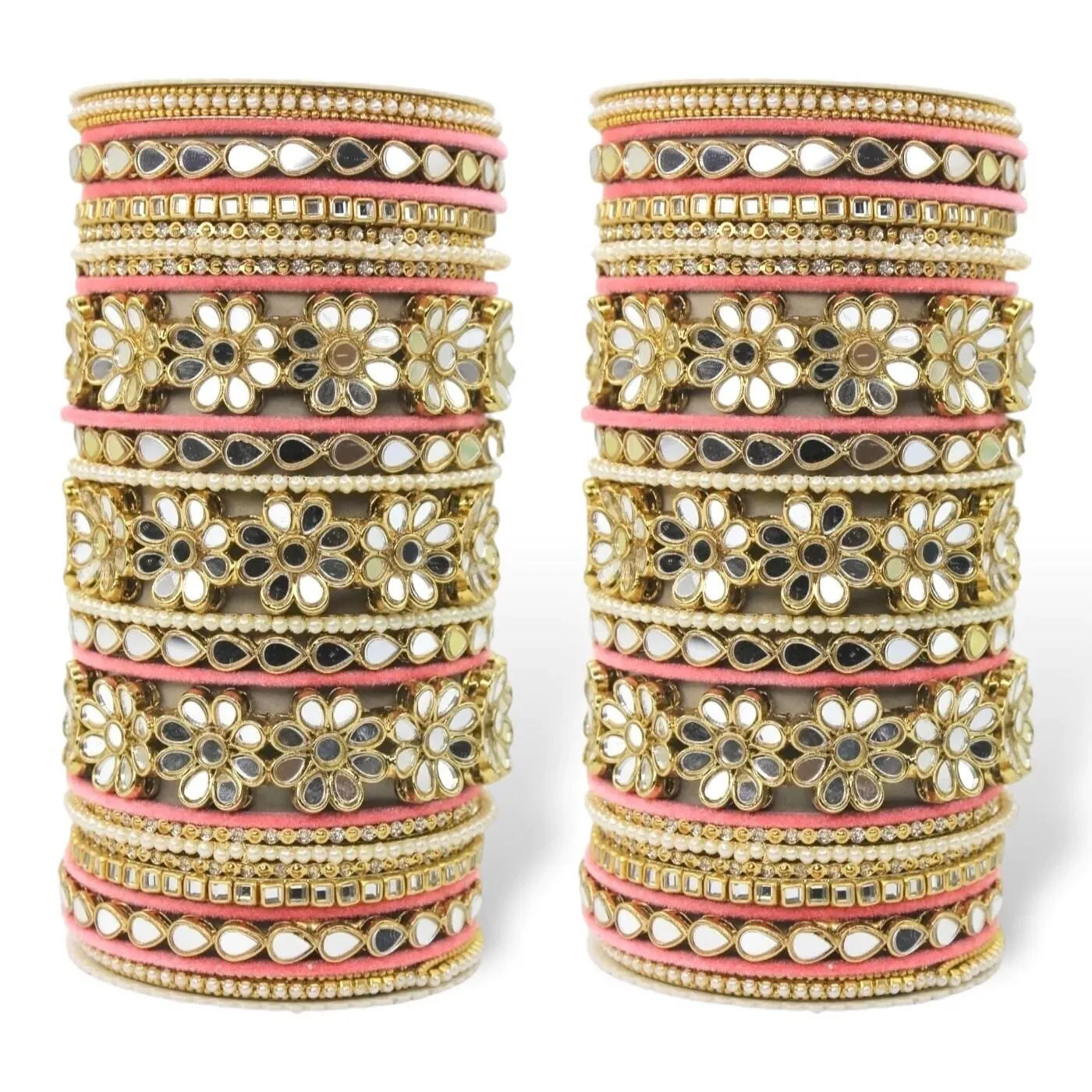 Mirror work Silk thread Bangle Set, Silk Thread Bangles with Flower kada